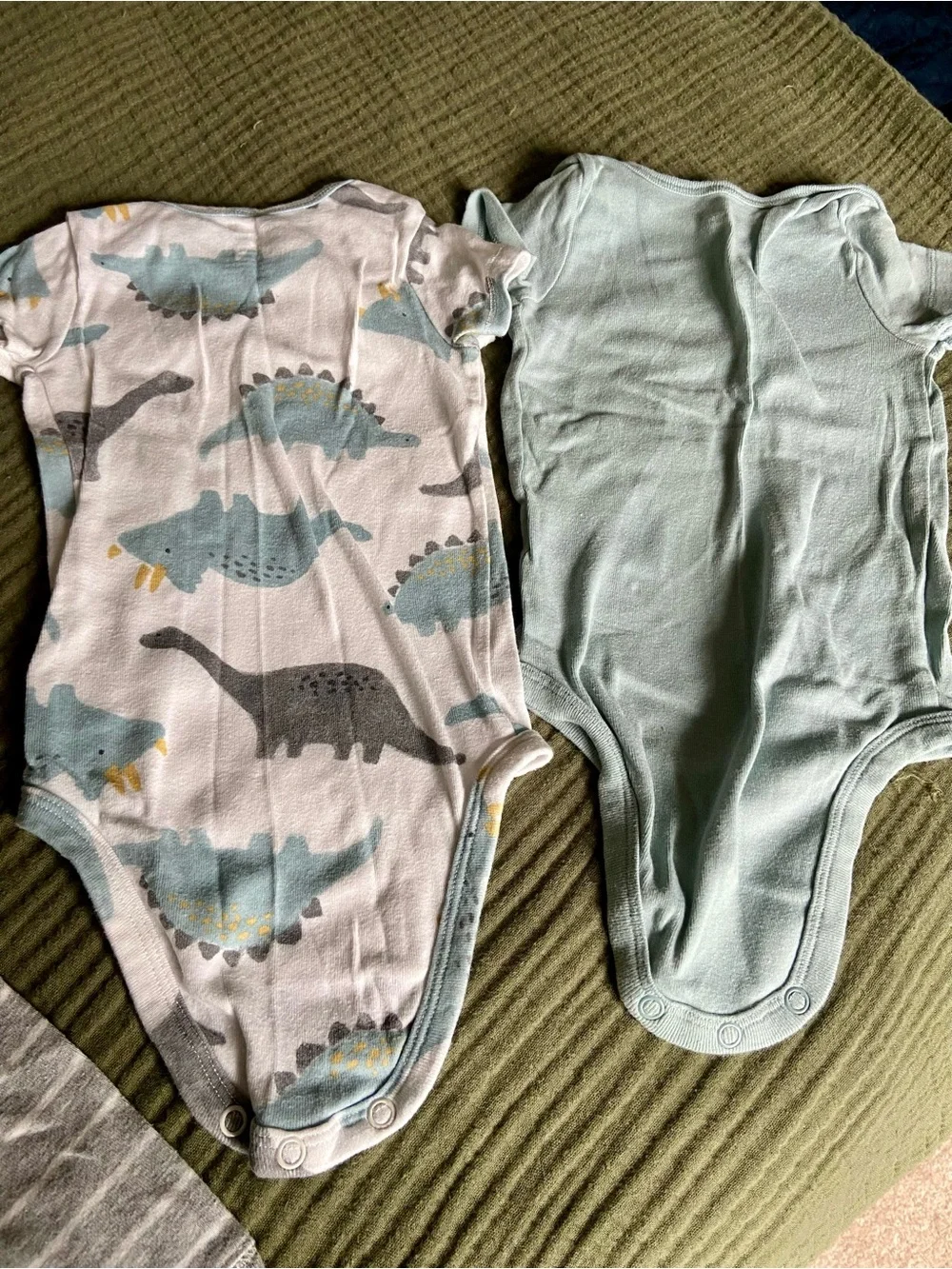 Carter's Light Blue and White Dino Print One-Piece Bodysuits